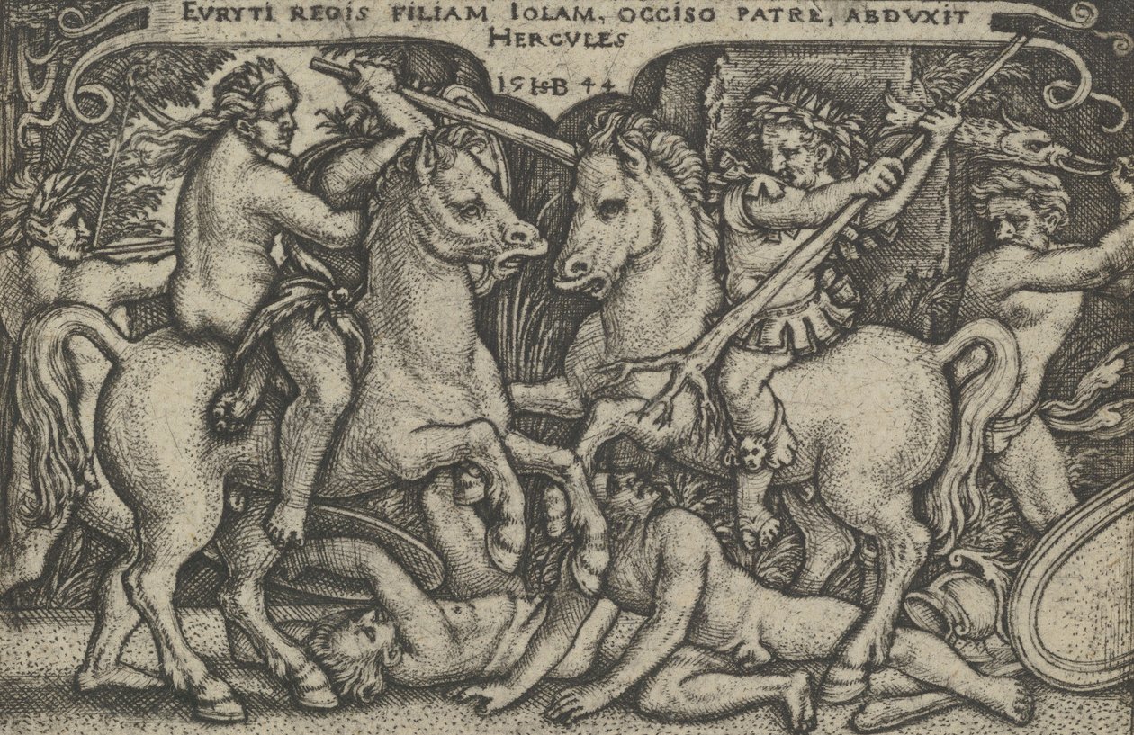 Hércules secuestrando a Iole, de Los Trabajos de Hércules de Sebald Beham