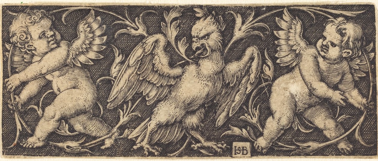 Ornamento con águila y dos genios de Sebald Beham