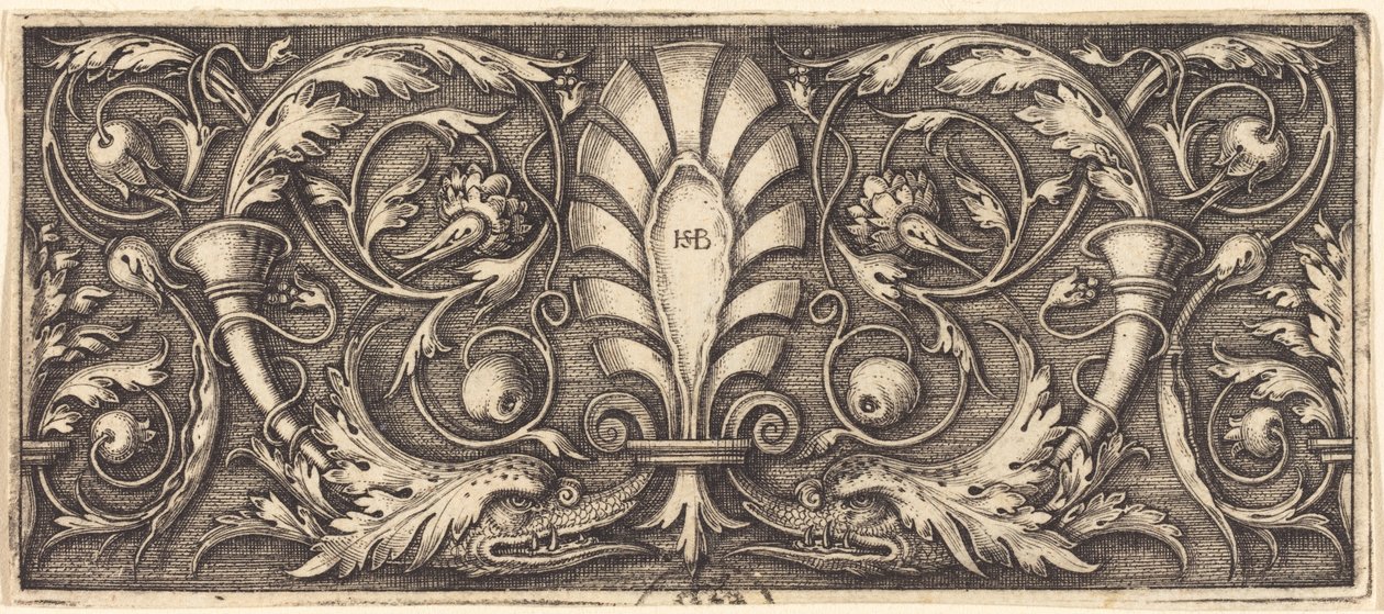 Ornamento con Dos Delfines Grotescos de Sebald Beham