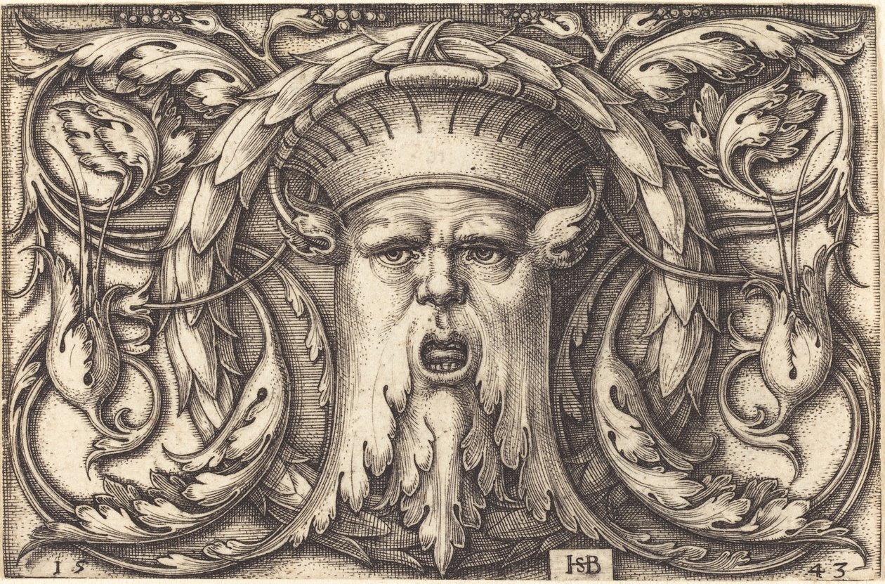 Ornamento con una máscara de Sebald Beham