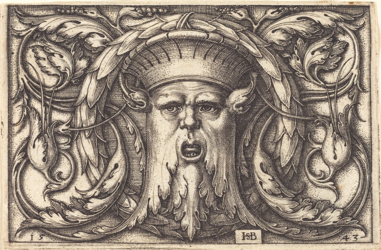 Ornamento con una máscara de Sebald Beham