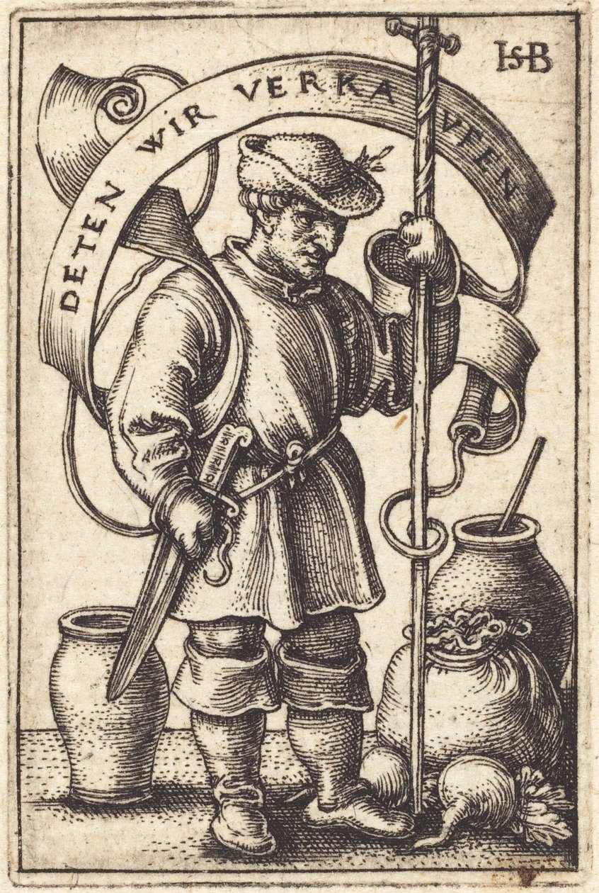 Campesino en el mercado [izquierda] de Sebald Beham