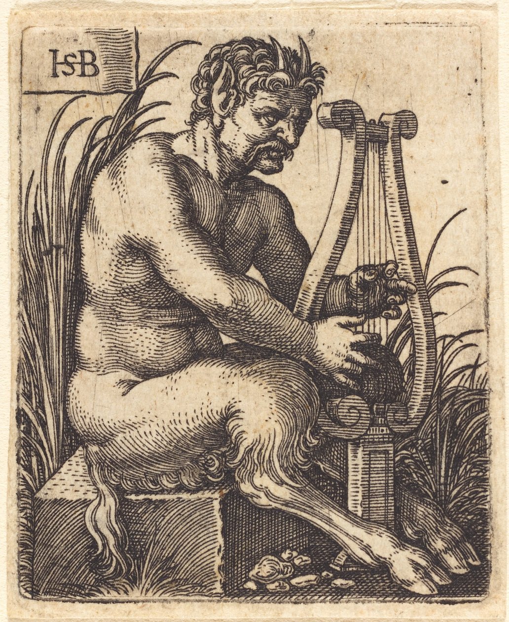 Sátiro tocando la lira de Sebald Beham