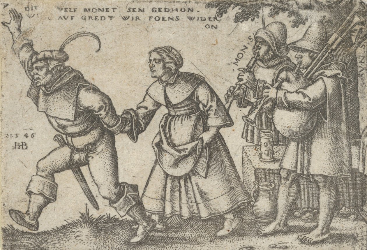 El fin del año, de La fiesta de los campesinos o los doce meses, 1546 de Sebald Beham
