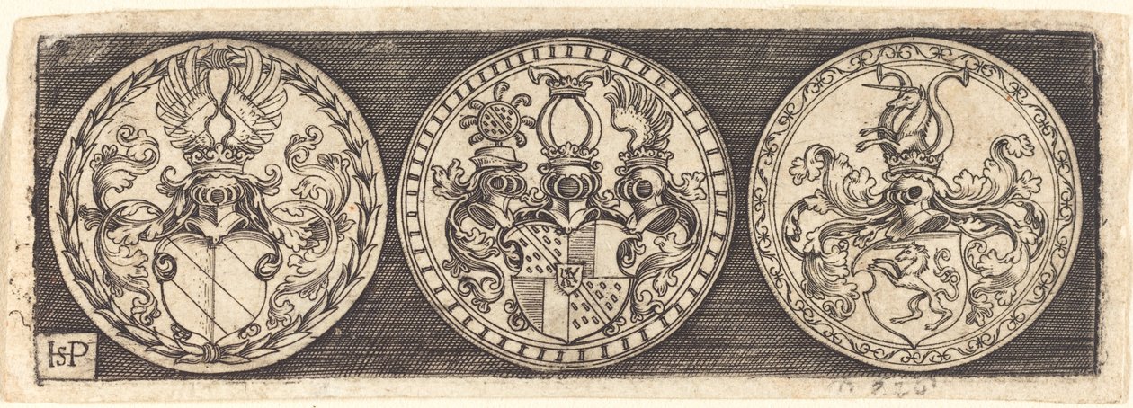 Tres Medallas con Escudos de Armas de Sebald Beham