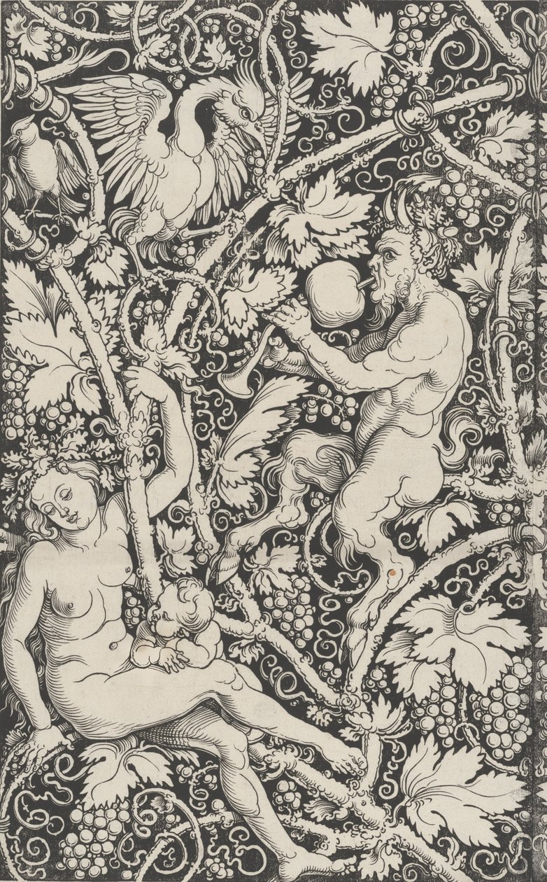 Papel tapiz con familia de sátiros, 1515 de Sebald Beham