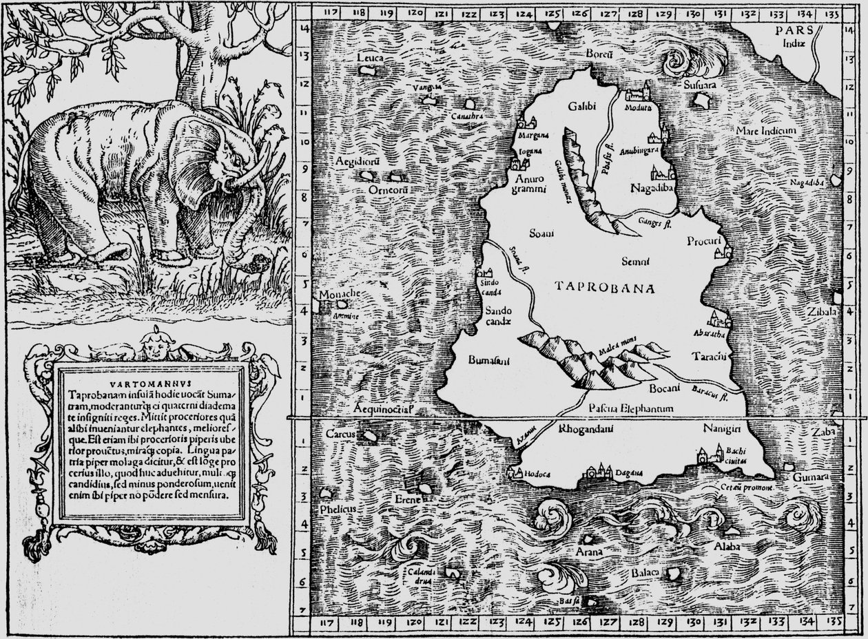 Tabula Asiae XII, isla de Toprobana de Sebastian Munster