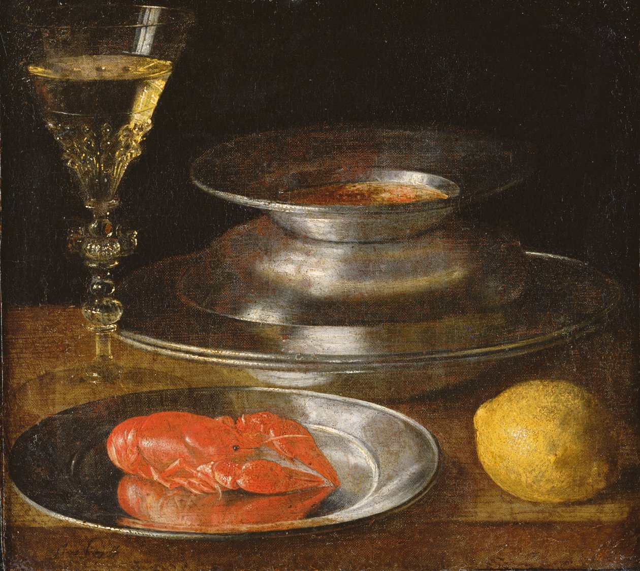 Naturaleza muerta con langosta, c.1630 de Sebastian Stoskopff