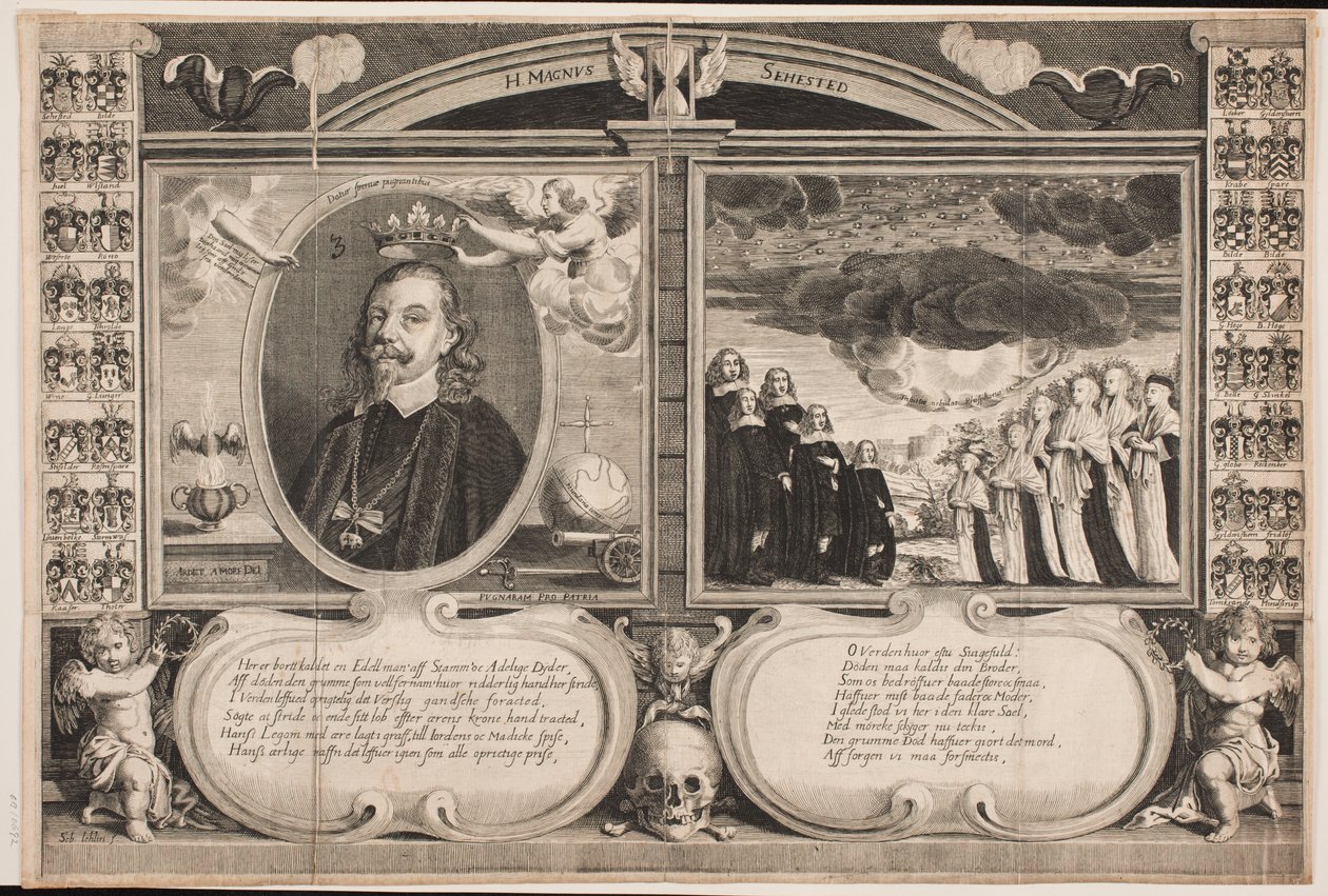 Mogens Sehested de Holmegaard. Hoja conmemorativa de Sebastian Lehlin