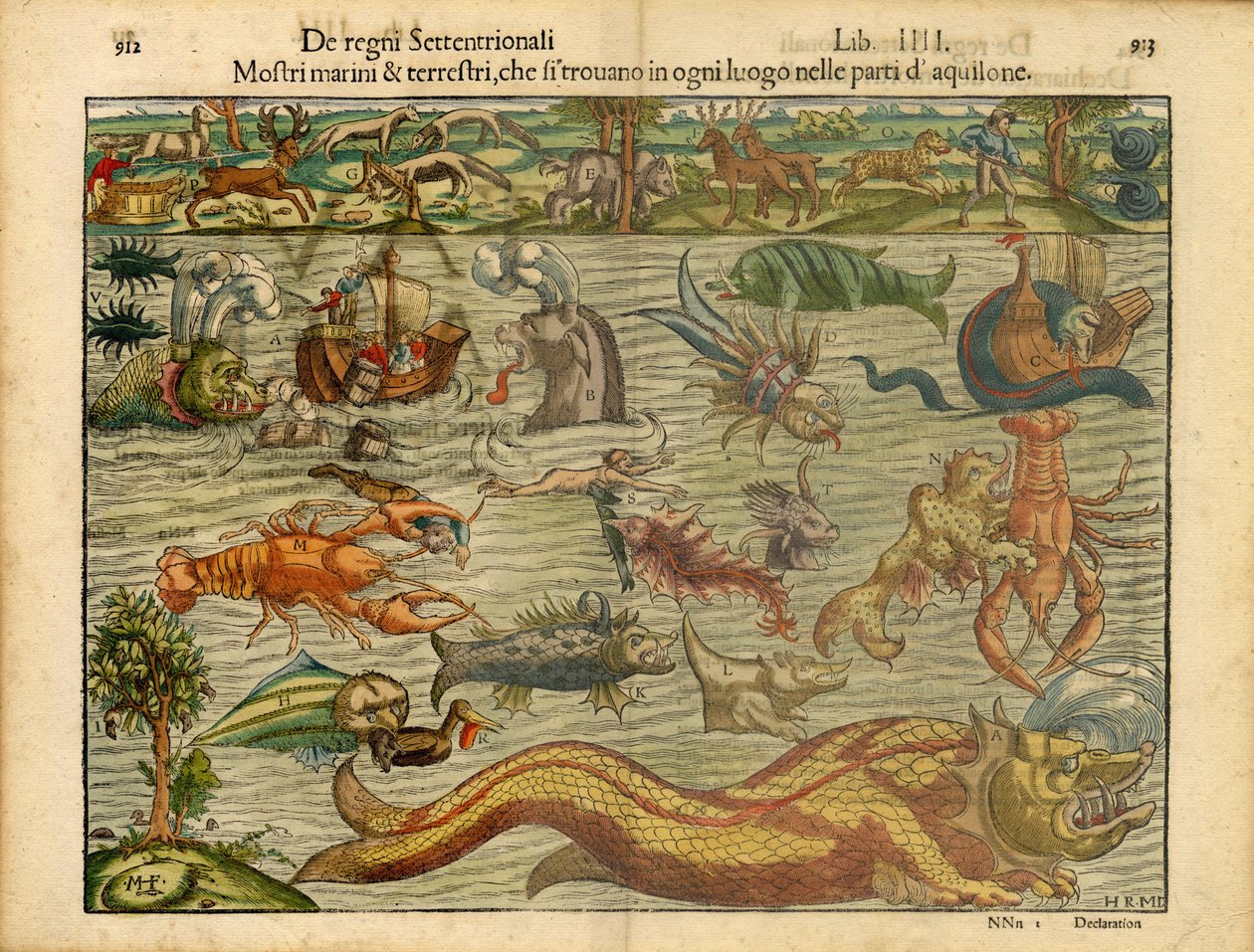 Monstruos de mar y tierra... (Monstruos de mar y tierra...) de Sebastian & Magnus Olaus (1490-1557) Münster