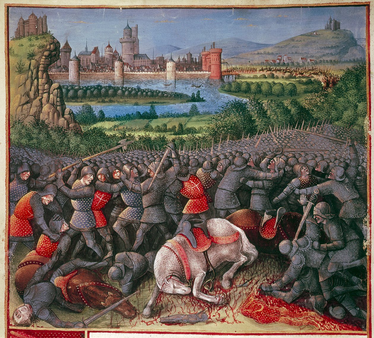 Batalla durante la Primera Cruzada, Cruzada Popular, 1096-1099, c. 1490 de Sebastian Marmoret