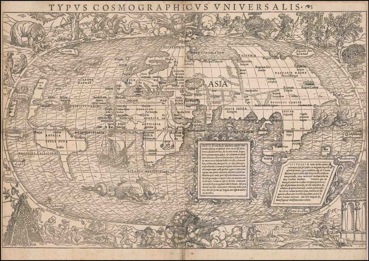 Mapa del mundo de 1532 por Sebastian Münster de Sebastian Munster