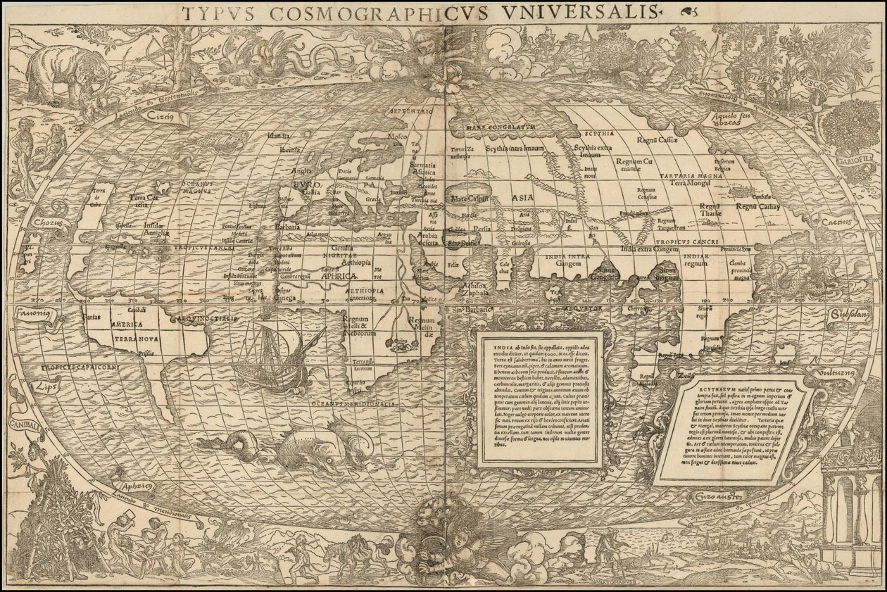 Mapa del mundo de 1537 por Sebastian Munster de Sebastian Munster