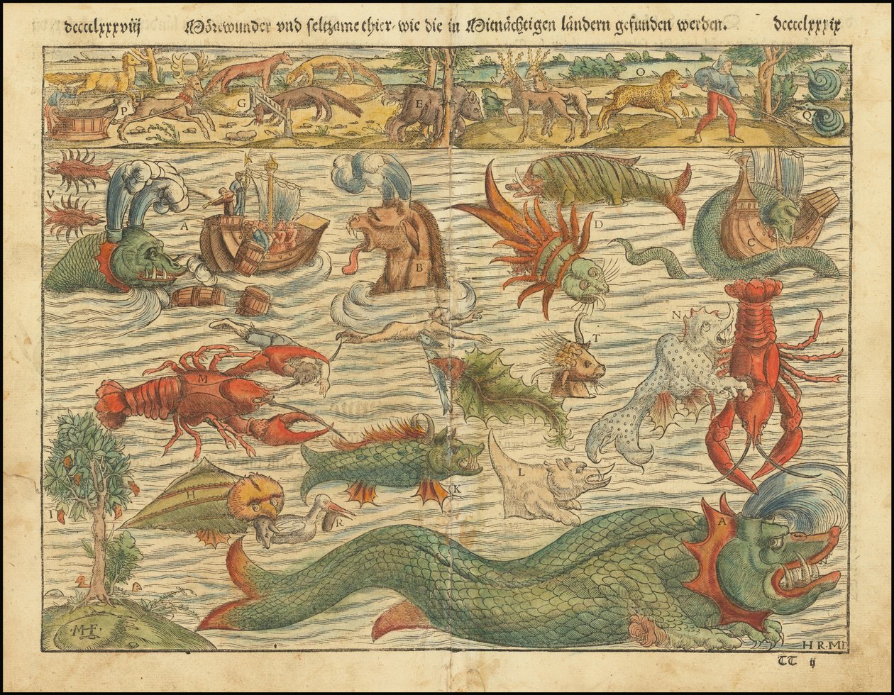 Edición de 1570 de la Carta de los monstruos marinos de Sebastian Münster de Sebastian Munster