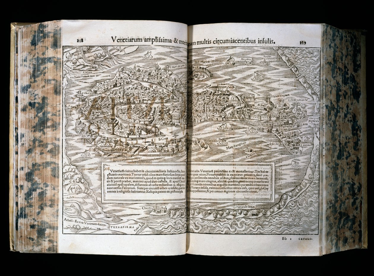 Venecia, ilustración de Cosmographia, de Sebastian Munster (1488-1552), xilografía, 31x22 cm, imprenta H. Petri, Basilea de Sebastian Munster