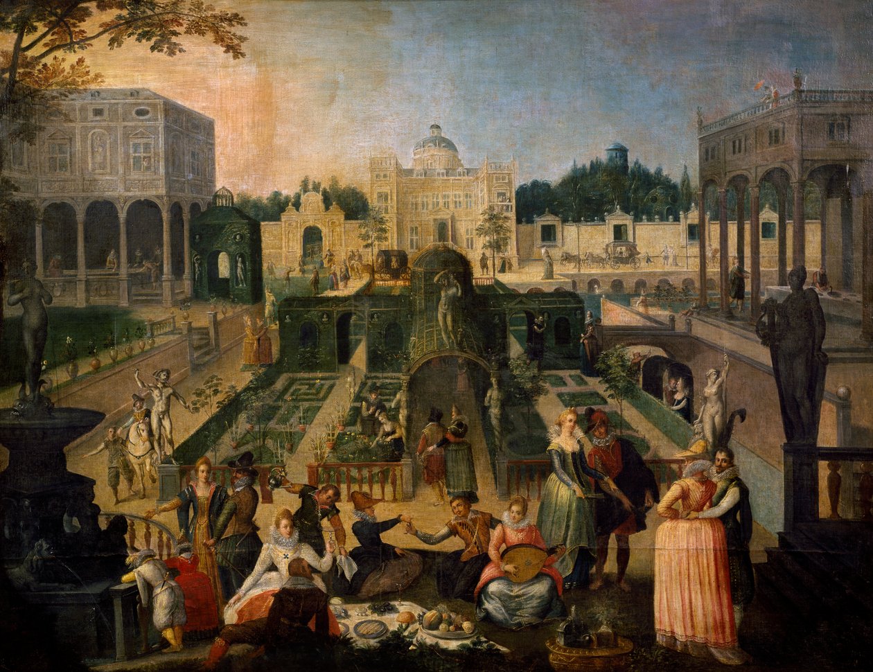 Un banquete en el parque del Duque de Mantua, c.1595 de Sebastian Vrancx