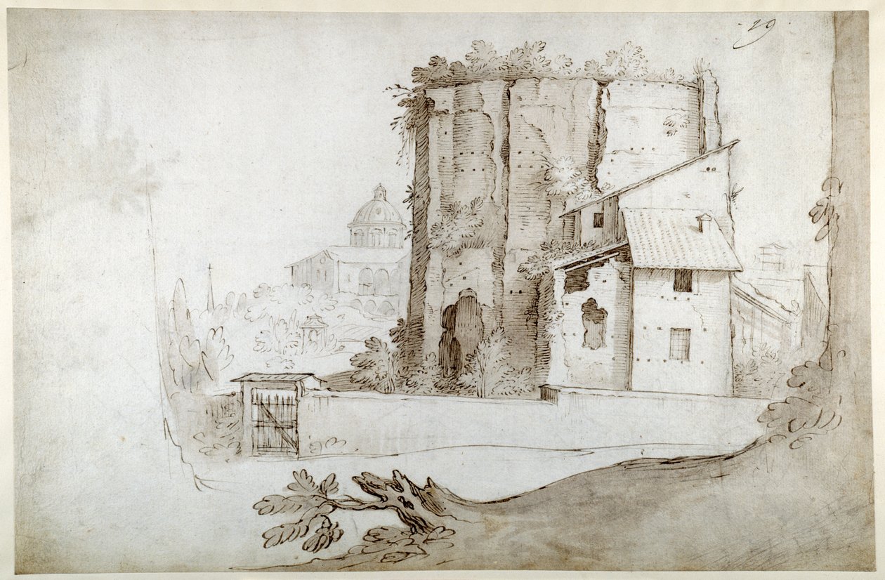 Ruinas en el Celio con la iglesia de SS. Giovanni e Paolo de Sebastian Vrancx