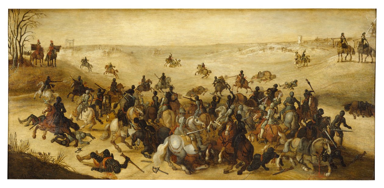 La batalla de Leckerbetken (óleo sobre tabla) de Sebastian Vrancx