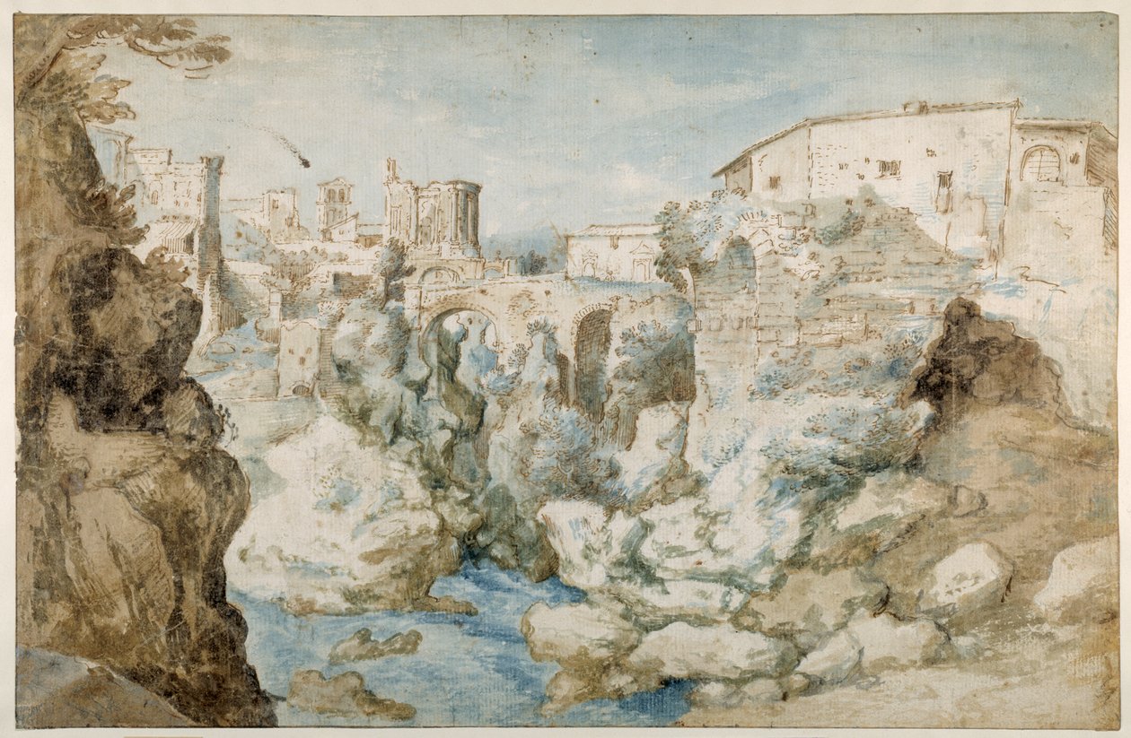 Vista de Tívoli con el Templo de la Sibila Tiburtina y las Cataratas de Sebastian Vrancx