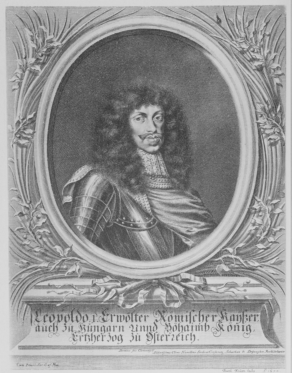 Leopoldo I, Emperador del Sacro Imperio Romano, grabado por Bartholomaus Kilian II, 1674 de Sebastian van Dryweghen