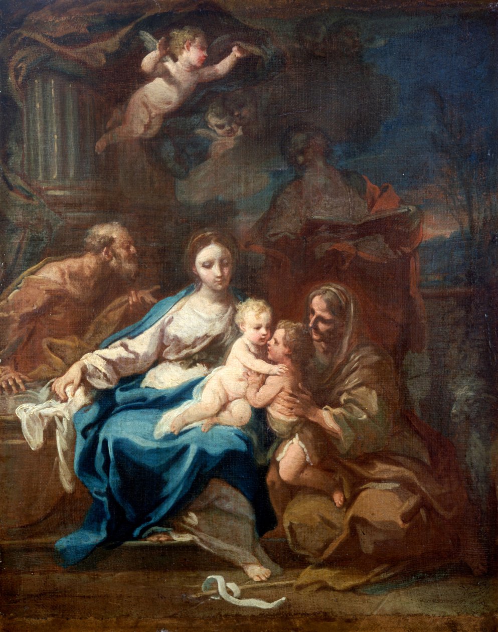 Sagrada Familia con Santa Ana, el Bautista y Zacarías de Sebastiano Conca