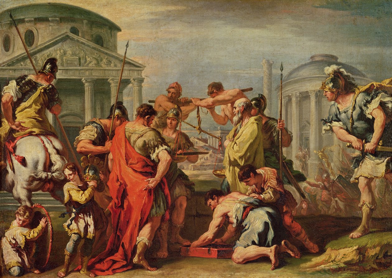 Marco Furio Camilo (m. c.365 a.C.) y Breno (fl. c.389 a.C.) de Sebastiano Ricci