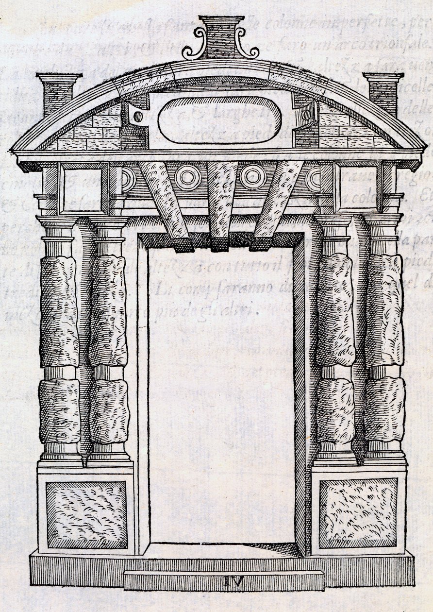 Puerta decorativa con columnas y placa en forma de baño, de 