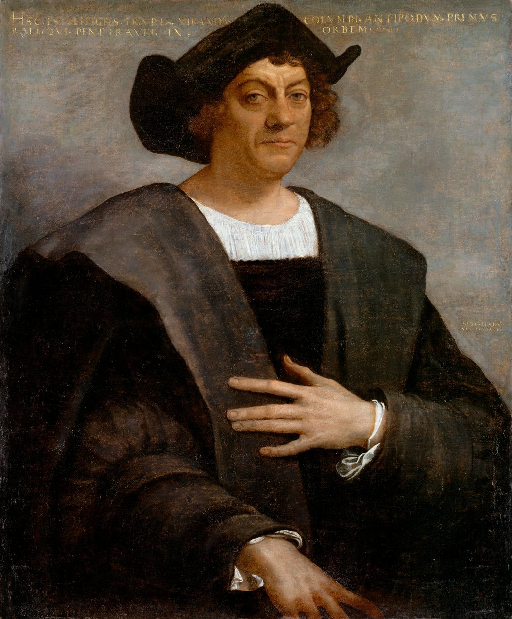 Retrato de un hombre, se dice que es Cristóbal Colón de Sebastiano del Piombo