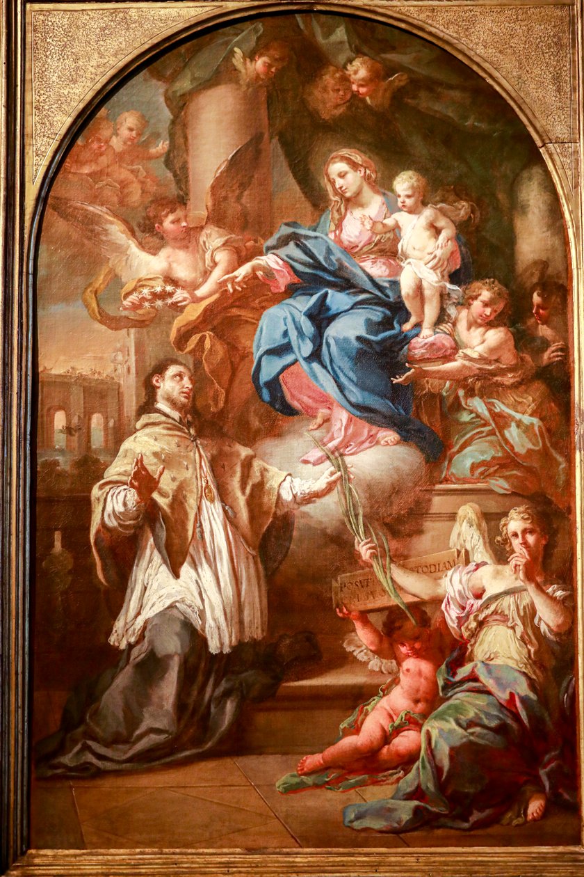La virgen y el Niño con San Juan Nepomuceno, Antes de 1732, óleo sobre lienzo de Sebastiano Conca
