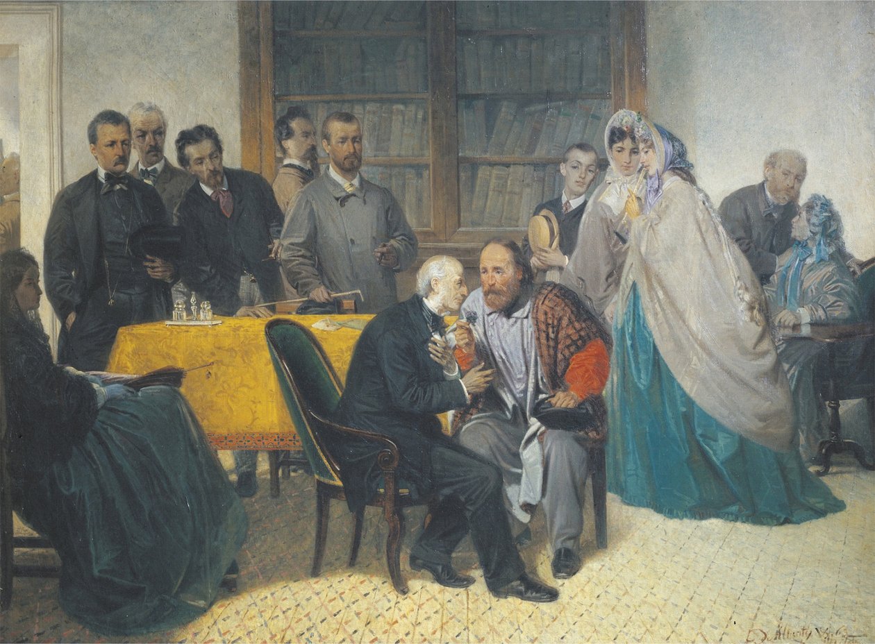 Giuseppe Garibaldi visitando a Alessandro Manzoni el 15 de marzo de 1862 de Sebastiano de Albertis