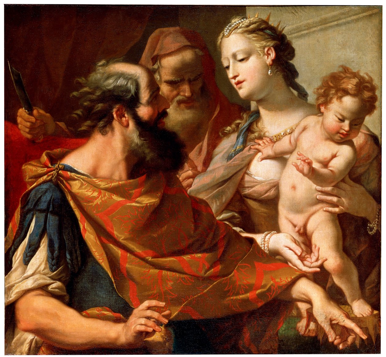 El niño Moisés pisoteando la corona del faraón de Sebastiano Ricci