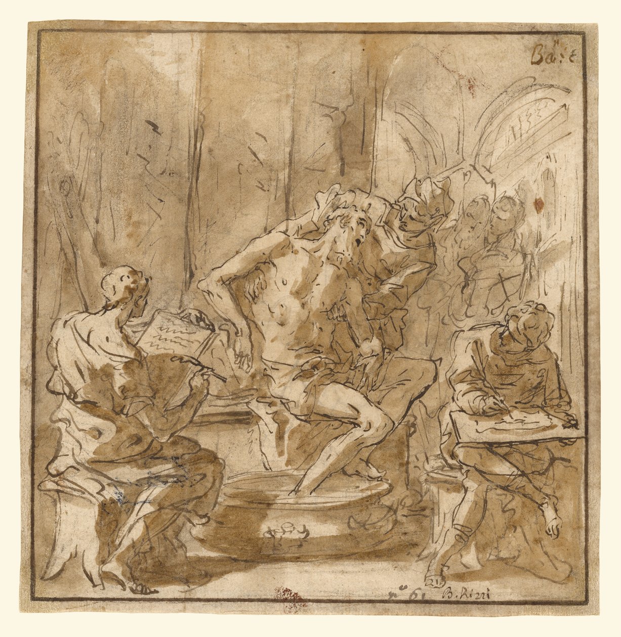 La muerte de Séneca (anverso); Estudio de un hombre (reverso) de Sebastiano Ricci