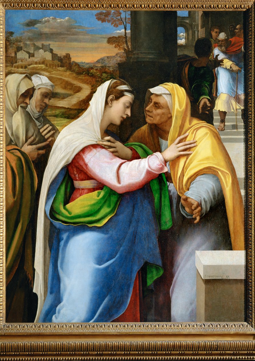 La visitation - la visitación, la Virgen María visita a Santa Isabel ... de Sebastiano del (c.1485 1547) Piombo