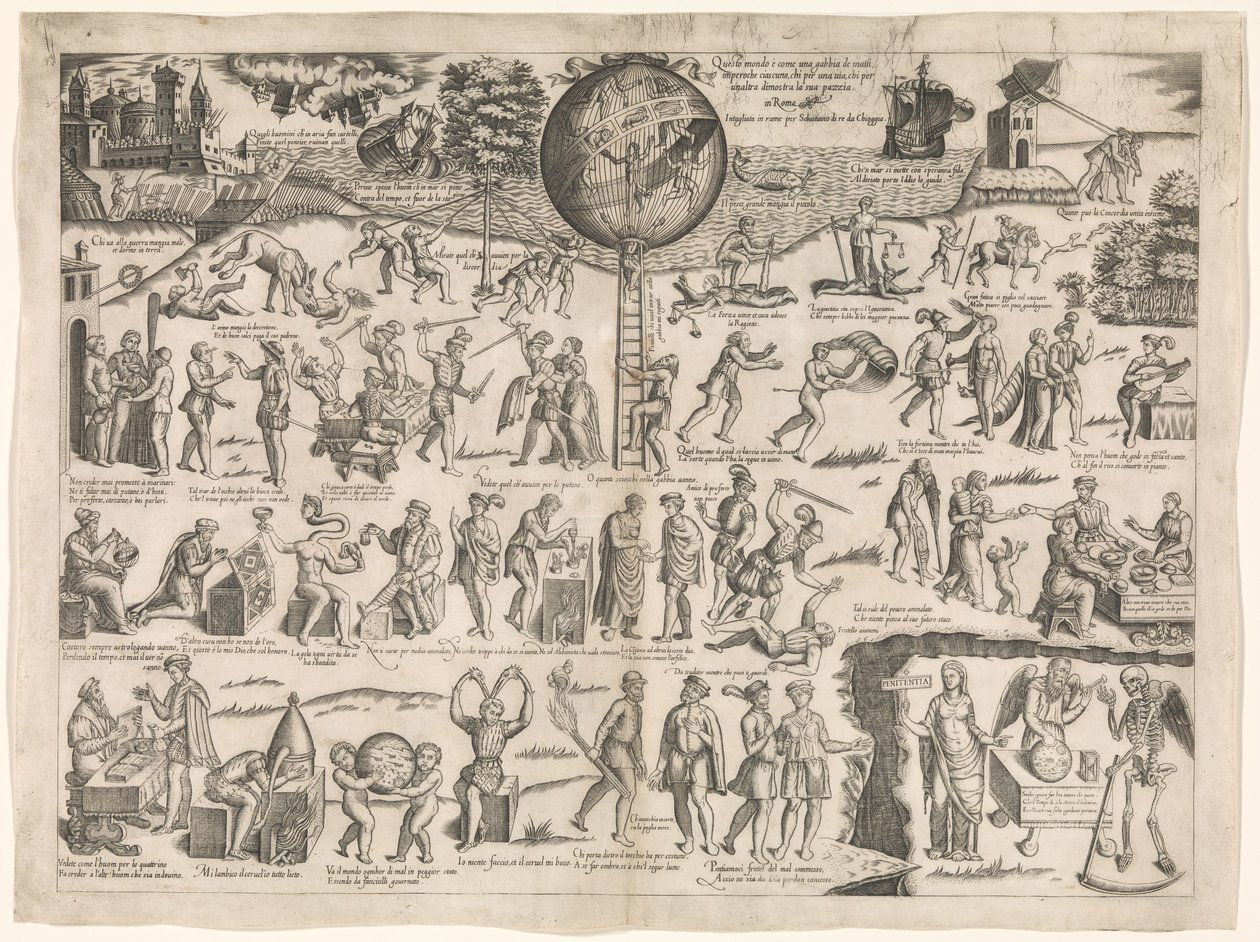 Este mundo es como una jaula llena de tontos Questo Mondo è come una gabbia de matti (título sobre objeto) de Sebastiano di Re