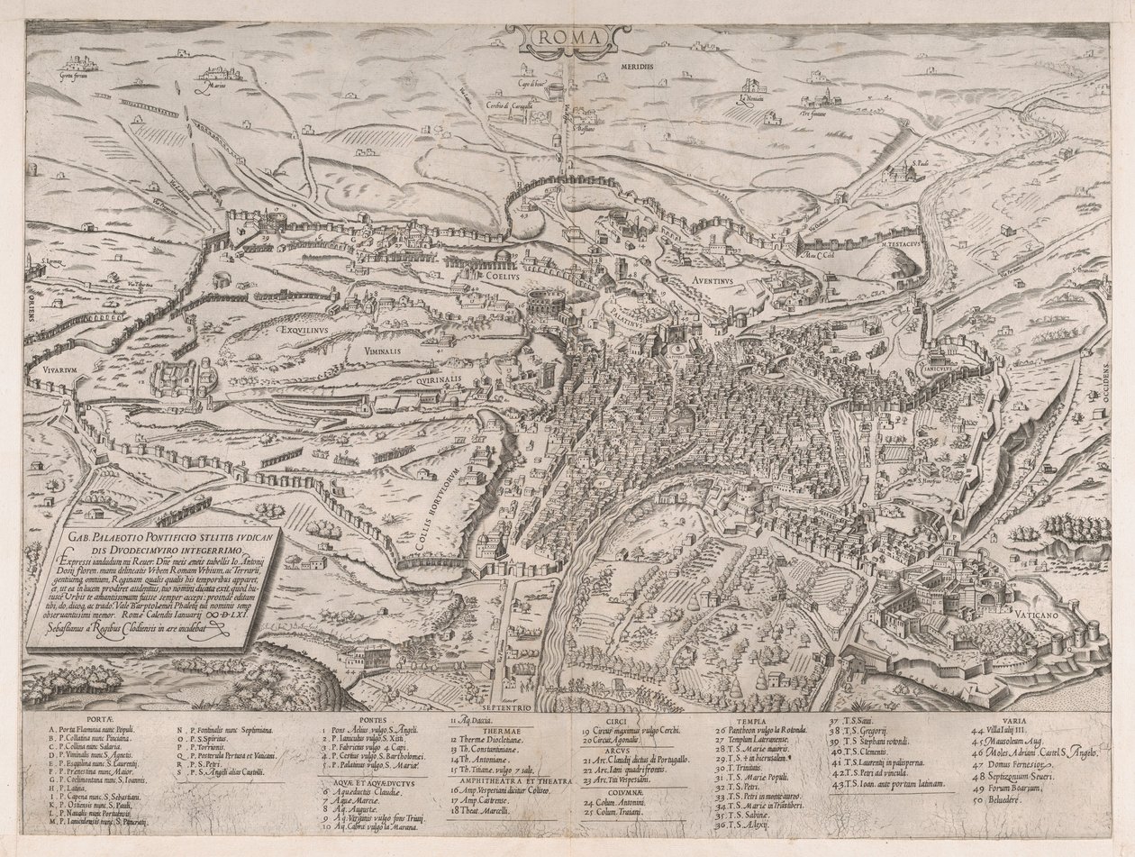Speculum Romanae Magnificentiae: Vista de Roma desde el norte de Sebastiano di Re