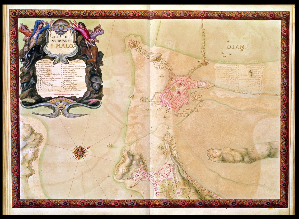 Ms 988 Vol.3 fol.29 Mapa y plano de Saint-Malo, del 