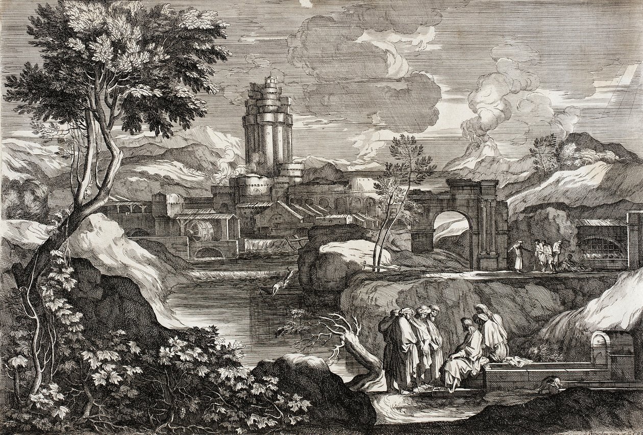 Paisaje con José en Egipto de Sébastien Bourdon