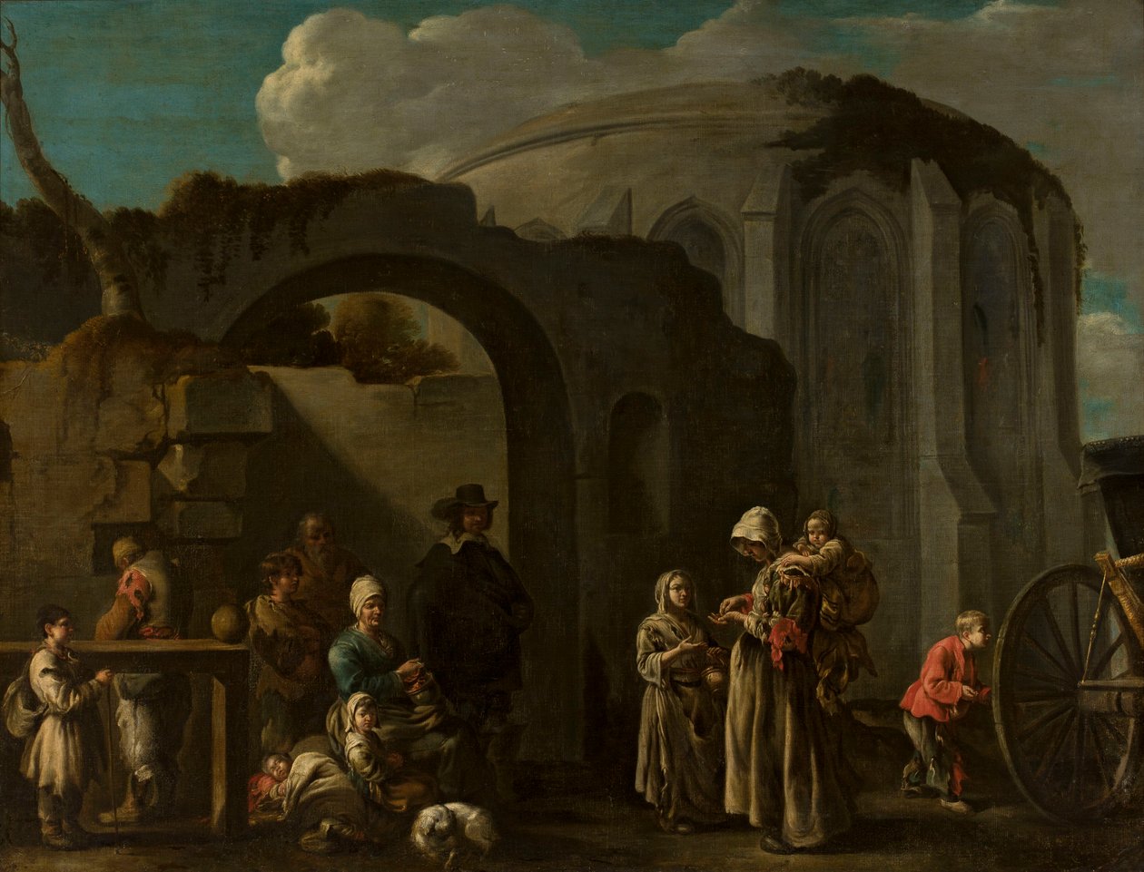 Una familia de mendigos entre las ruinas de Sébastien Bourdon
