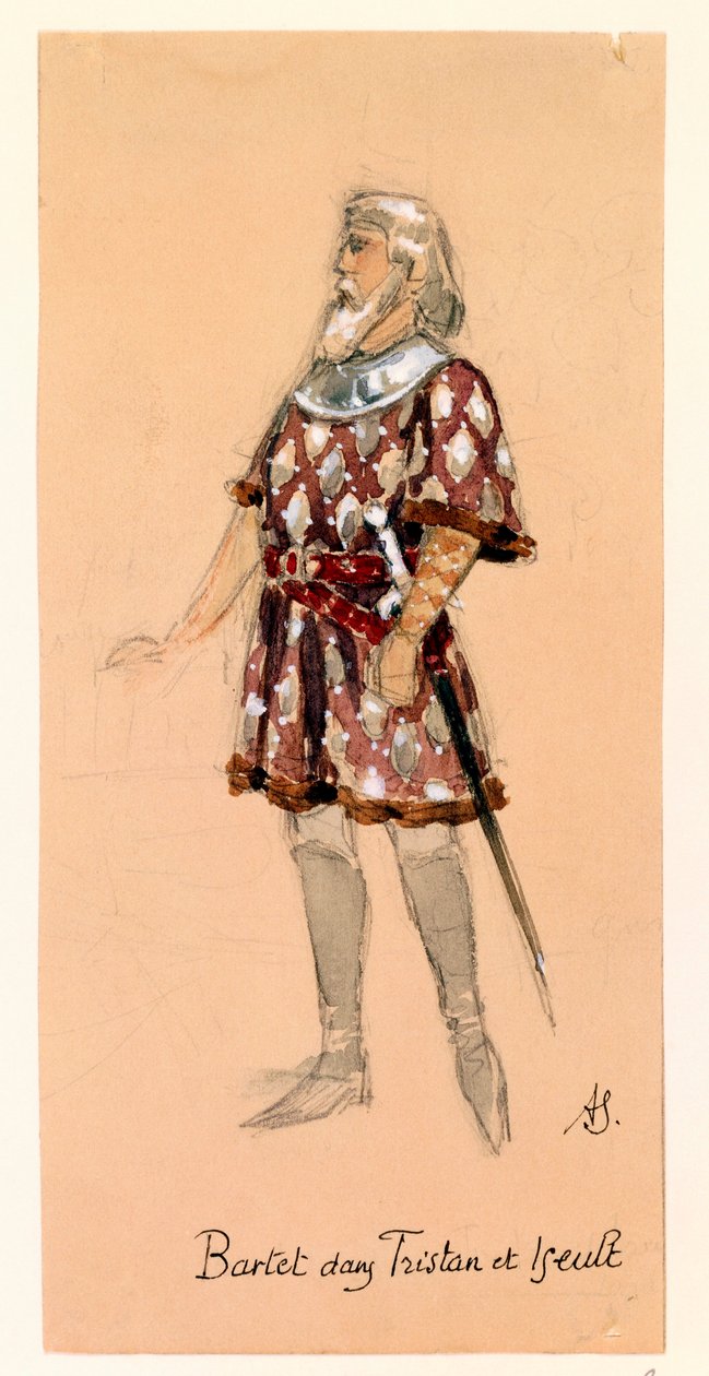 Francia, París, Boceto de vestuario para Kurwenal en Tristán e Isolda de Richard Wagner para su representación en el Palais Garnier de París de Segaud Segaud