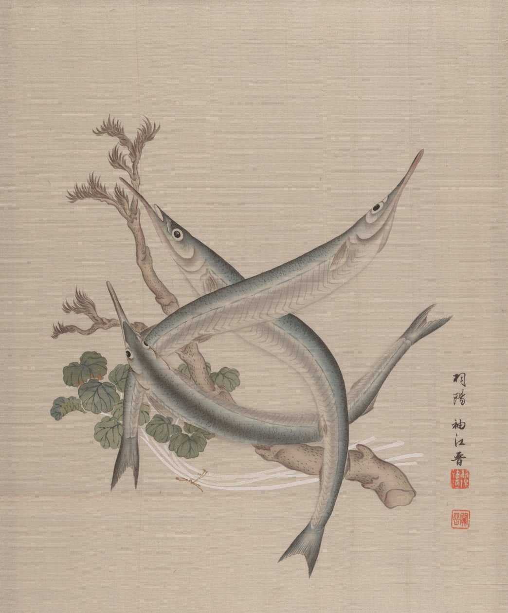 Tres Peces y una Rama, ca. 1890-92 de Seki Shuko