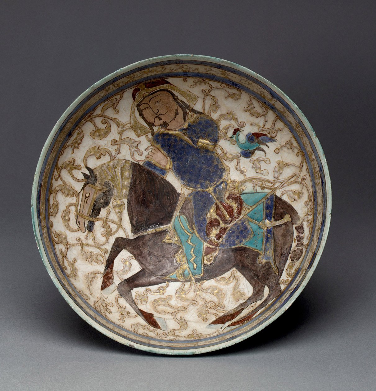 Cuenco con príncipe a caballo de Irán de Seljuq Dynasty Seljuq Dynasty