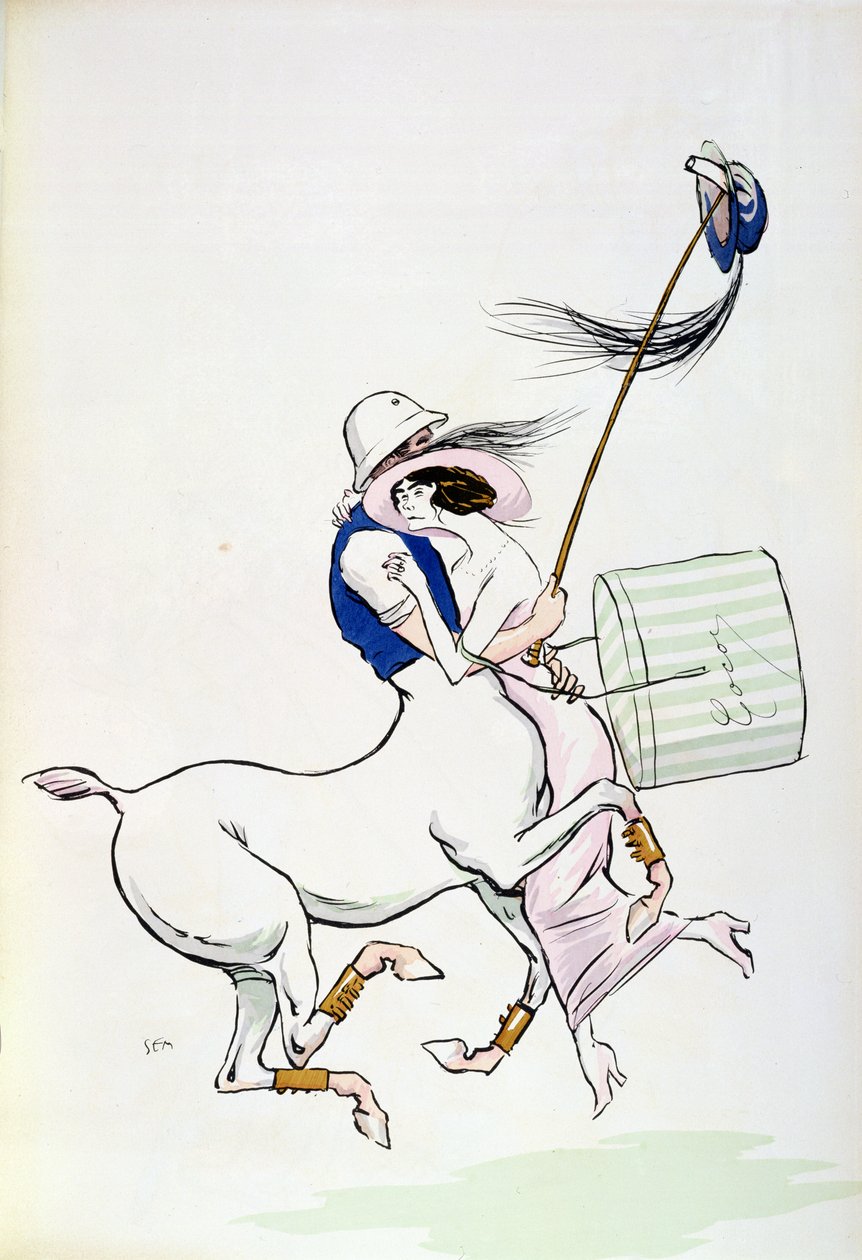 Tangoville sur Mer, caricatura de Coco Chanel (1883-1971) bailando con Arthur 