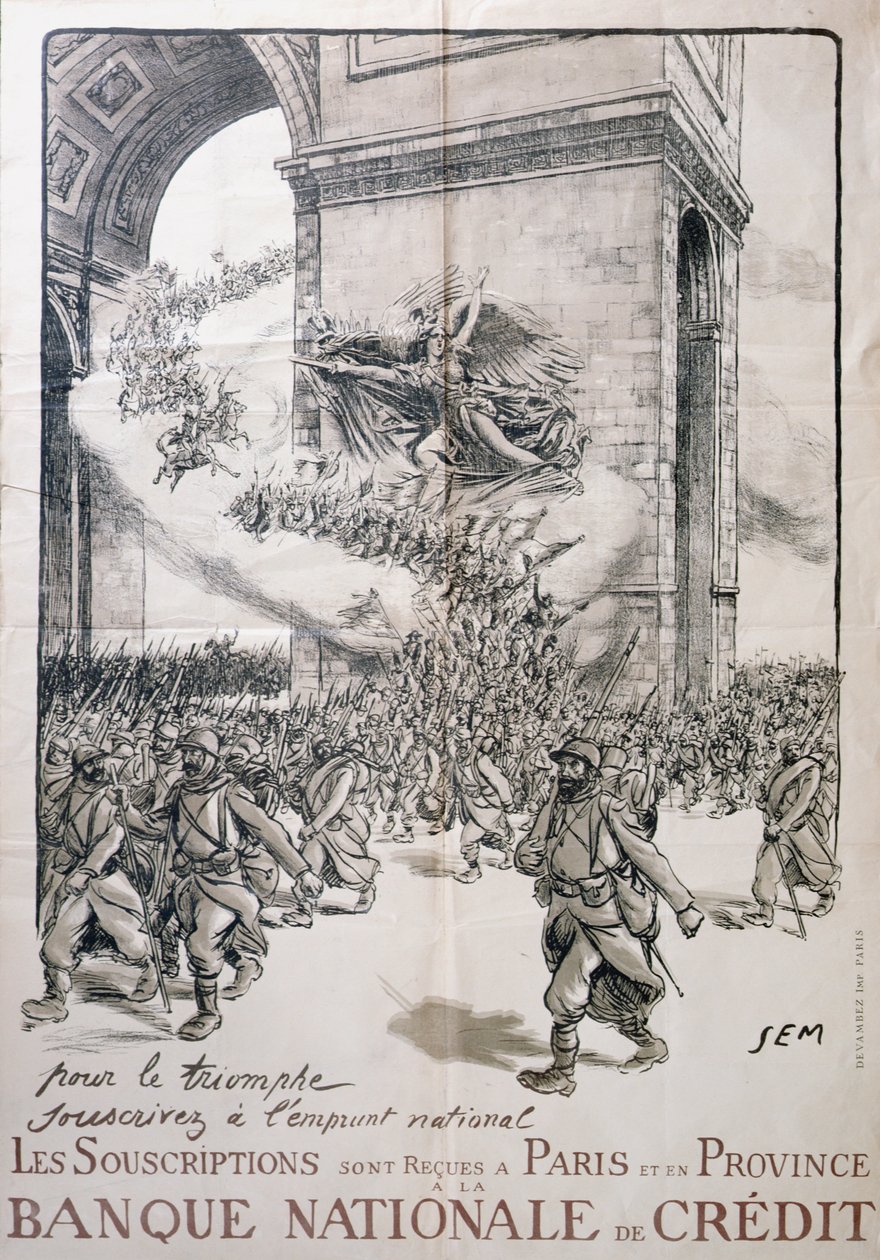 Póster para el Préstamo Nacional, Banque Nationale de Credit, Primera Guerra Mundial, 1914-18 de Sem 1863 1934 Sem 1863 1934