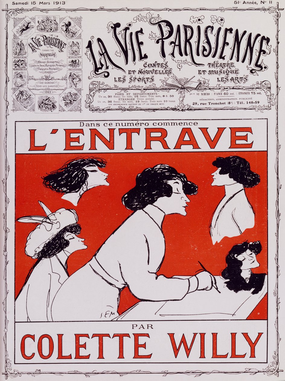 Caricatura de Colette Willy, seudónimo de Sidonie-Gabrielle Colette (1873-1954) de Sem