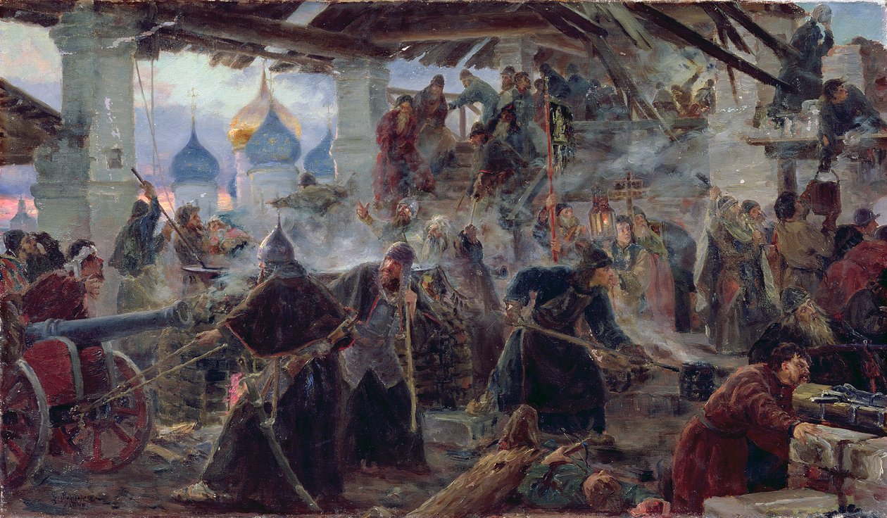 La defensa del Monasterio de la Trinidad y San Sergio en Zagorsk, 1892 de Sergei Dmitrievich Miloradovich