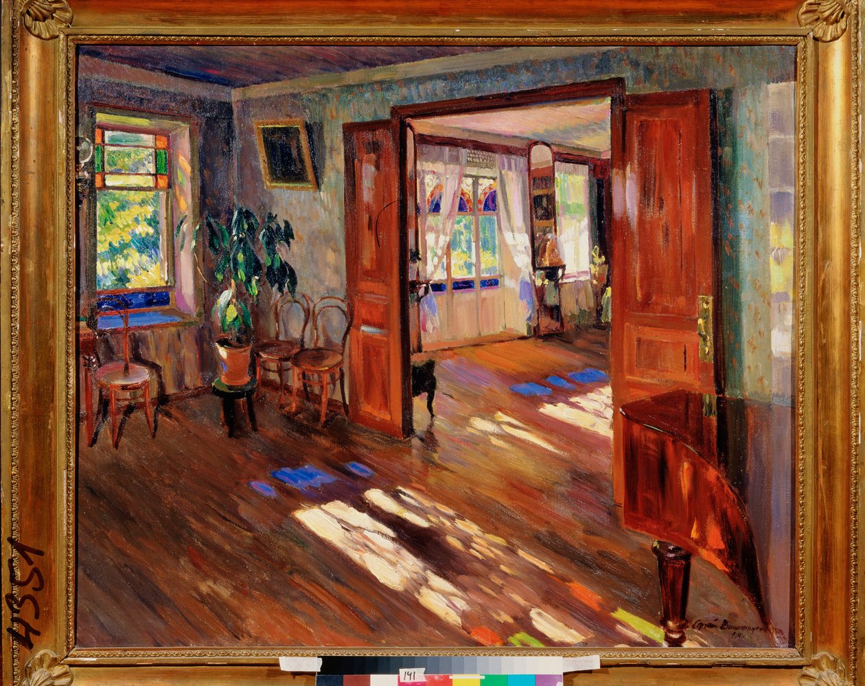 En una casa - Pintura de Sergei Arsenyevich Vinogradov (1869-1938), óleo sobre lienzo de Sergei Arsenevich Vinogradov