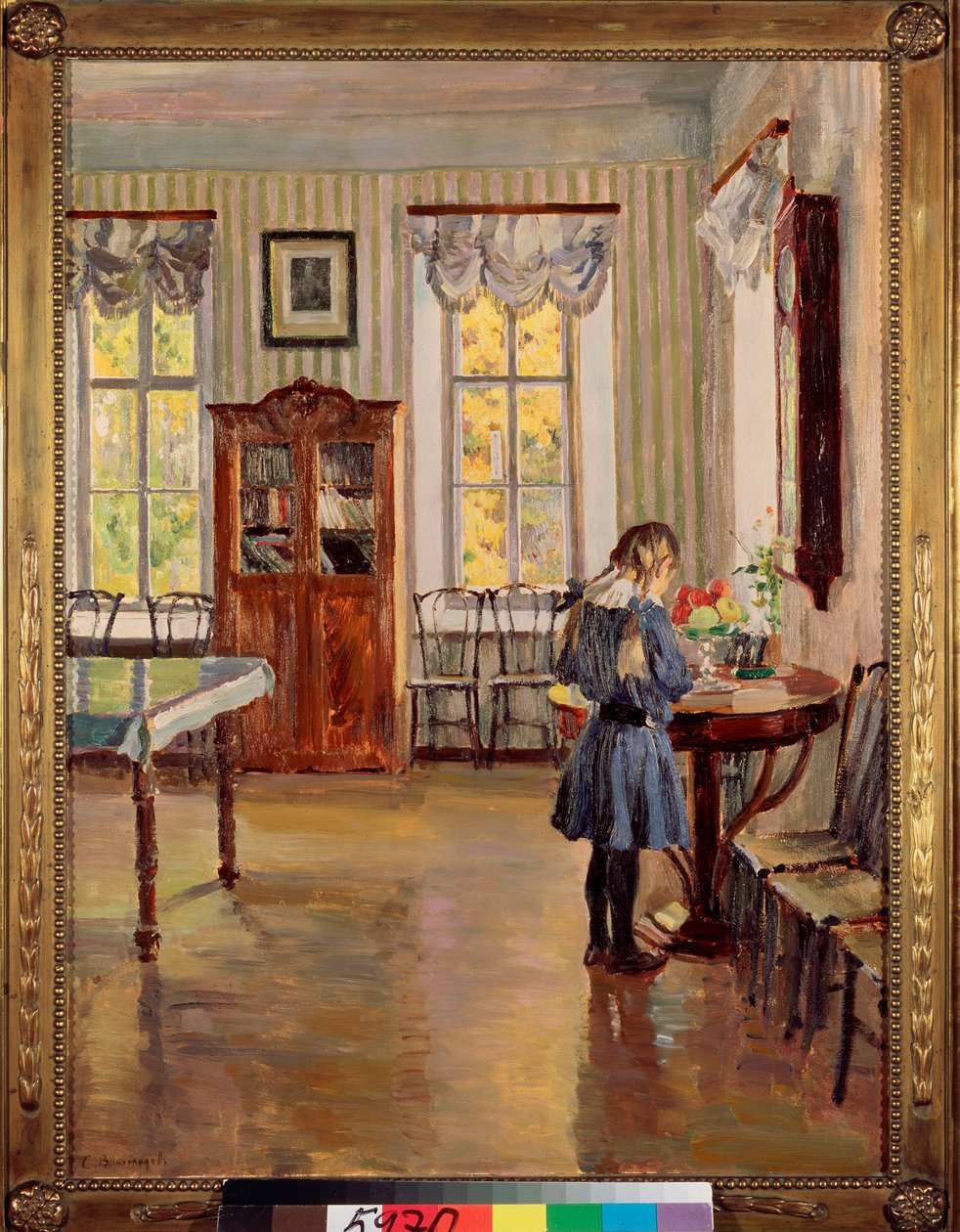 En una casa - Pintura de Sergei Arsenyevich Vinogradov (1869-1938), óleo sobre lienzo de Sergei Arsenevich Vinogradov