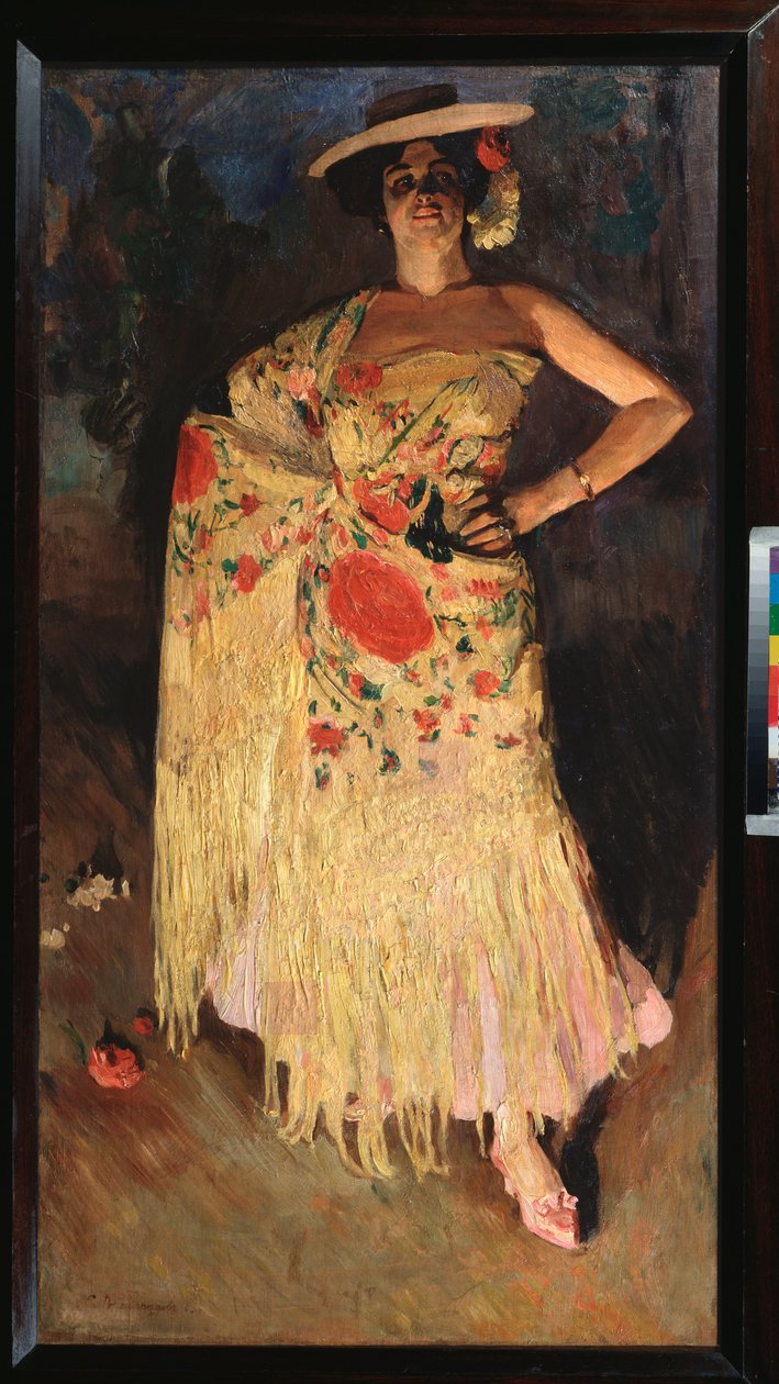 Una bailarina - Pintura de Sergei Arsenyevich Vinogradov (1869-1938), óleo sobre lienzo de Sergei Arsenevich Vinogradov