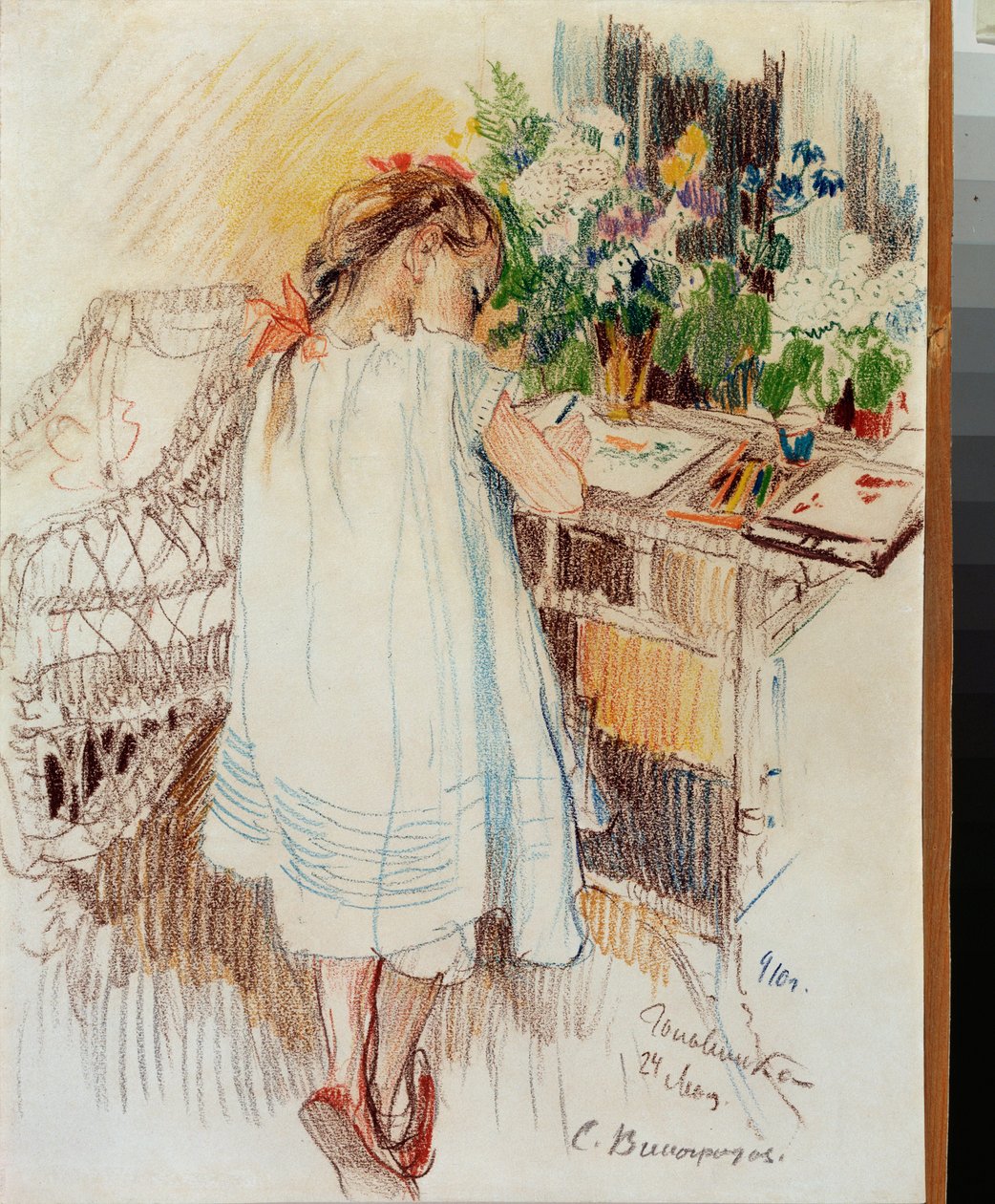 Une petite (Un pequeño) - Obra de Sergei Arsenyevich Vinogradov (1869-1938), lápiz de color sobre papel de Sergei Arsenevich Vinogradov