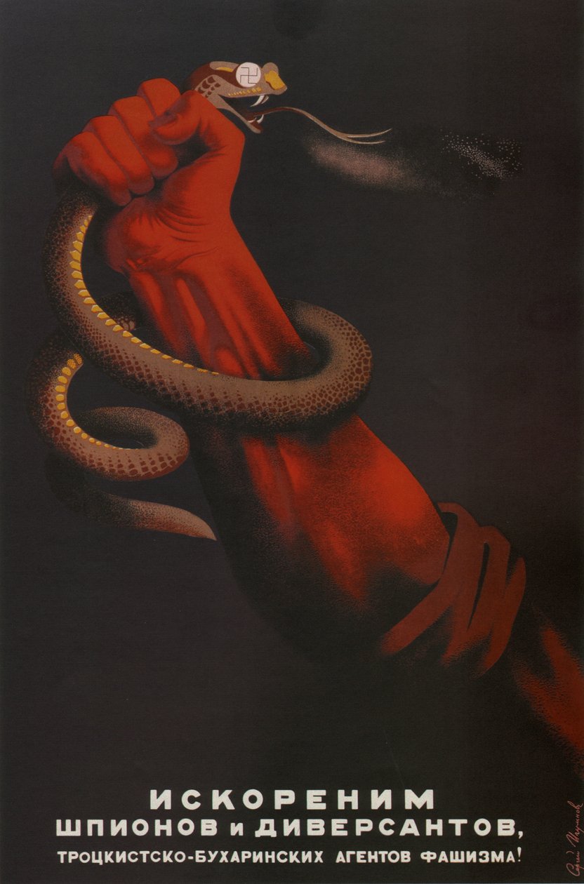 ¡Desarraigaremos espías y diversionistas de los agentes trotskistas-bujarinistas del fascismo!, 1937 de Sergei Dmitrievich Igumnov